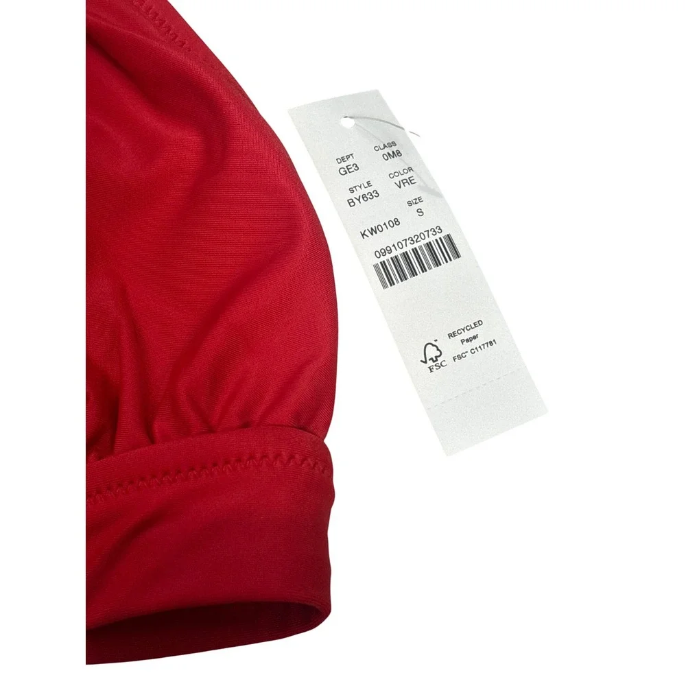 J. Crew Red Halter Bikini Top V Ruched Cups Size‎ Small - Picture 2 of 4